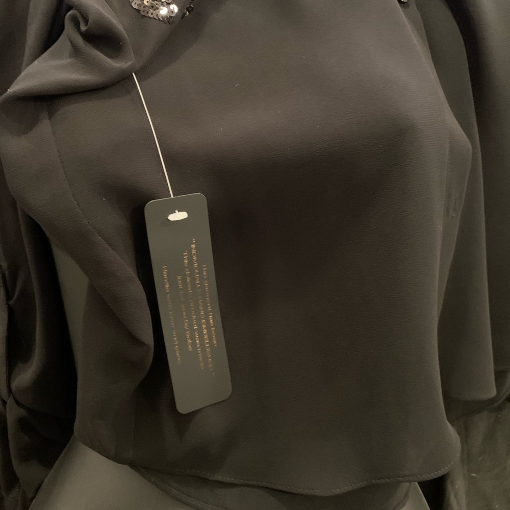 Bebe Black Sequin Collared Button-Down Blouse - image 4